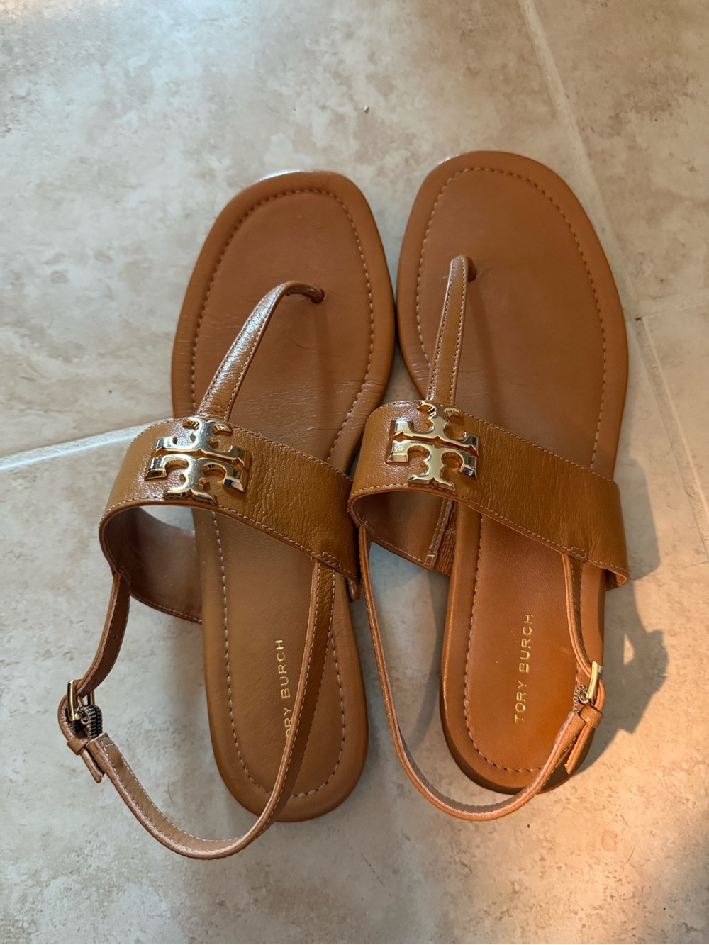 Tory Burch Tan Eleanor Leather Slingback Sandals